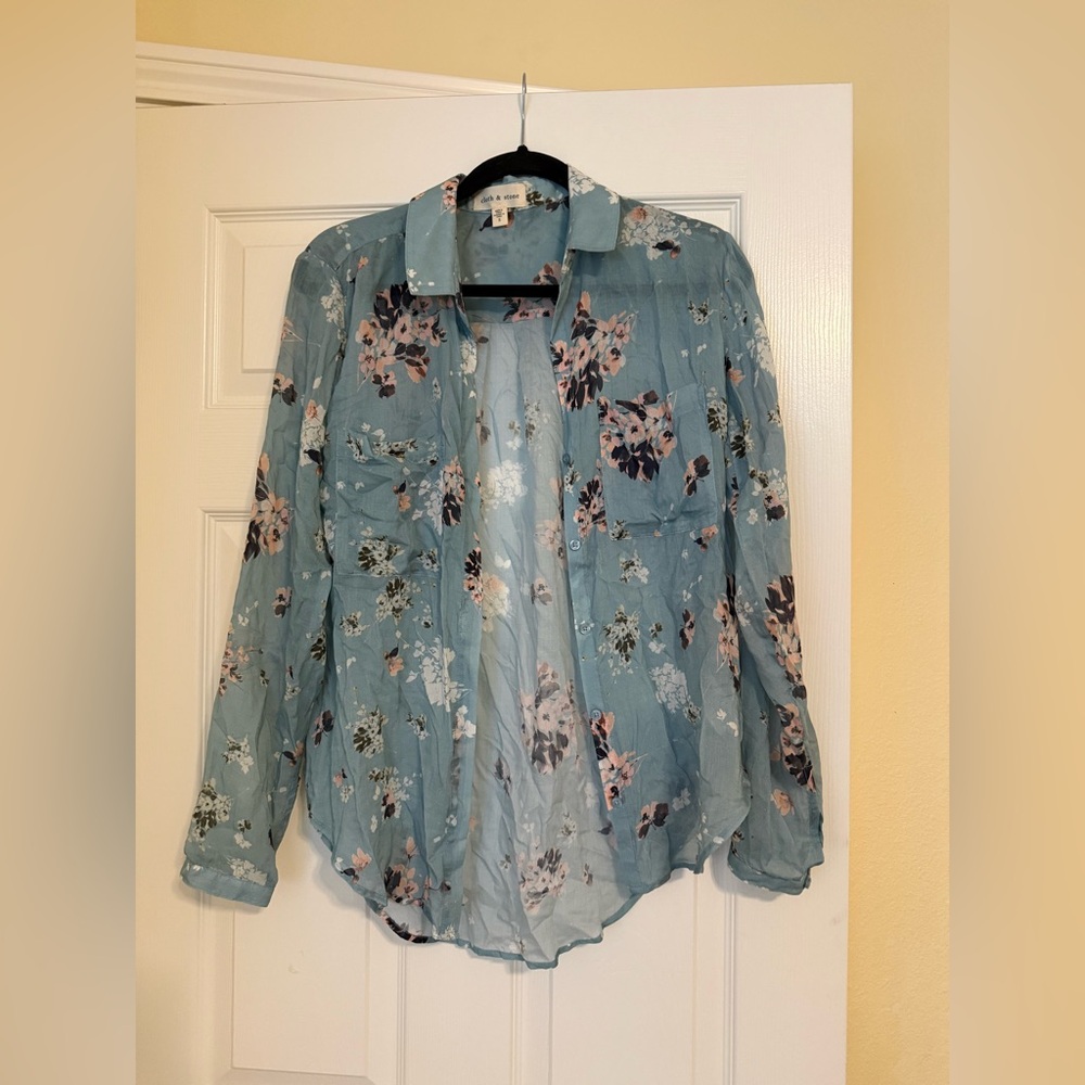 Cloth & Stone Blue Floral Blouse